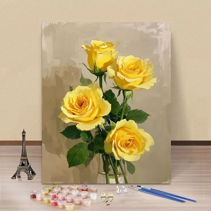 デジタル油絵 diy バラ手描き油絵癒しの花装飾絵画誕生日ギフト|undefined