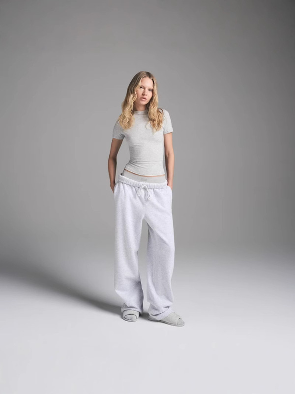 SKIMS オーセンティック COTTON RIB FOLDOVER STRAIGHT PANT フリップウエスト ストレート カジュアル パンツ|undefined
