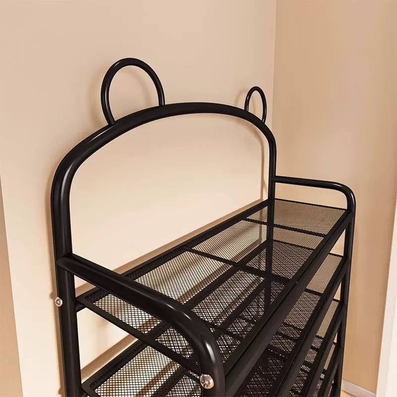 奶油风小熊鞋架家用门口多层简易拖鞋架子铁艺收纳儿童入户鞋柜