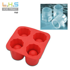 American-style coffee round cup ice tray plastic ice mold pressing four-hole ice cube maker household ice tray