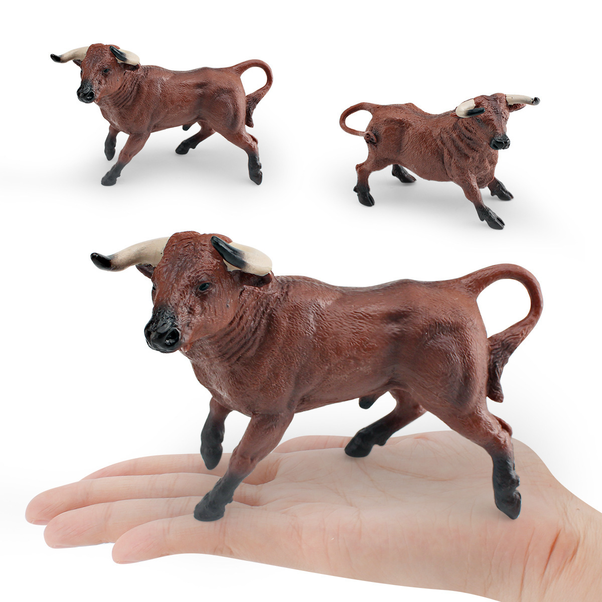 Modelos de animales de simulación cognitiva para niños, transfronterizos: Toro español, vaca lechera Jersey, adornos decorativos para granjas y ranchos.