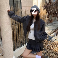 2025老钱风毛呢棒球服外套女秋季设计感百搭短款夹G上衣卡其色