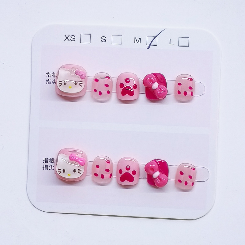 Children's Wear Armor Short Hello Kitty Cartoon New Year Baby Fake Nail New Style Removable Nail Patch