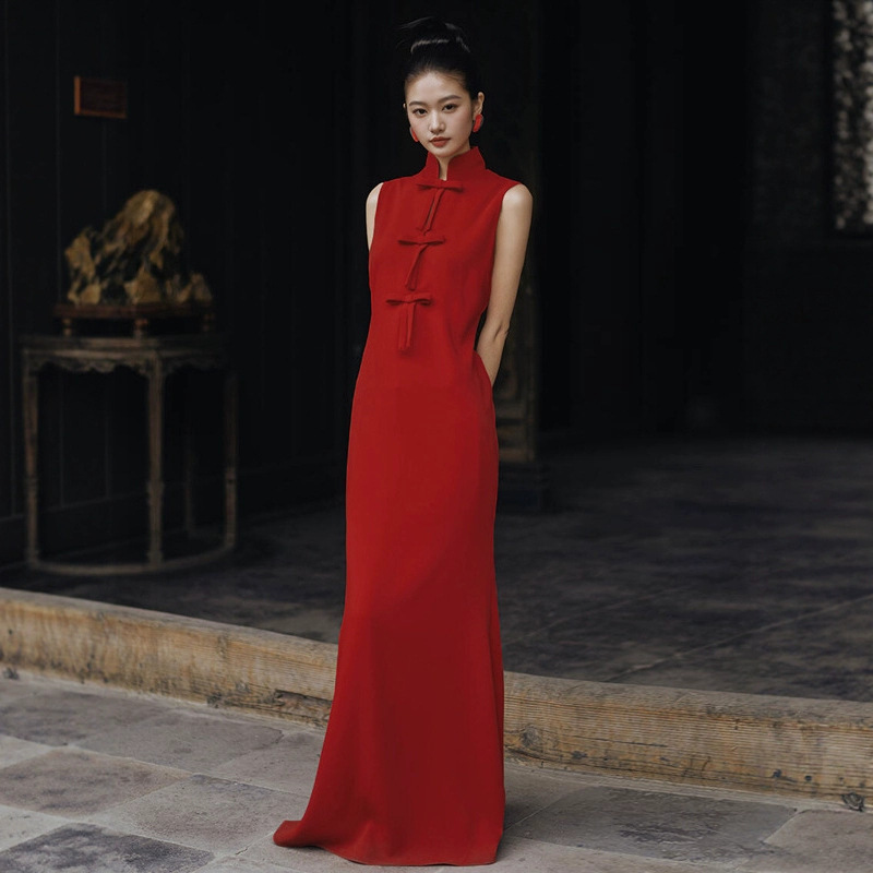 Toast Dress Bride Female New Chinese Style High-End Red Engagement Dress Banquet Evening Dress Wedding Dress
