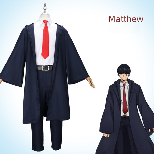 Matthew cosplay as a physics magic user, Matthew Raymond cosplay as a cloak, school uniform, long dress, long pants, college uniform, Halloween.