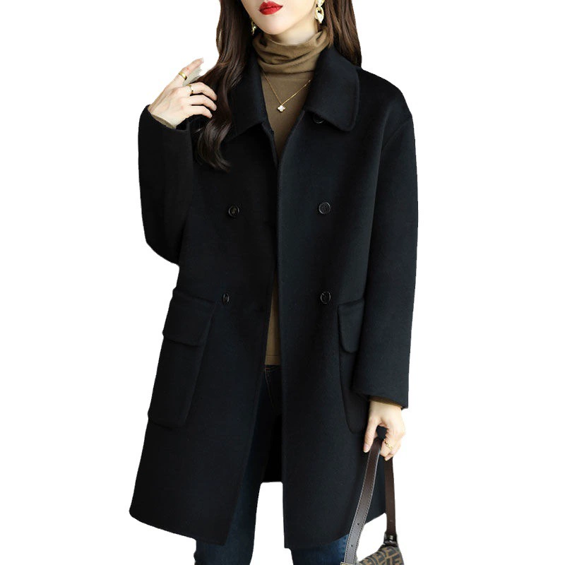 Woolen coat women, demi‑season fitted jacket, Korean style, increased thickness