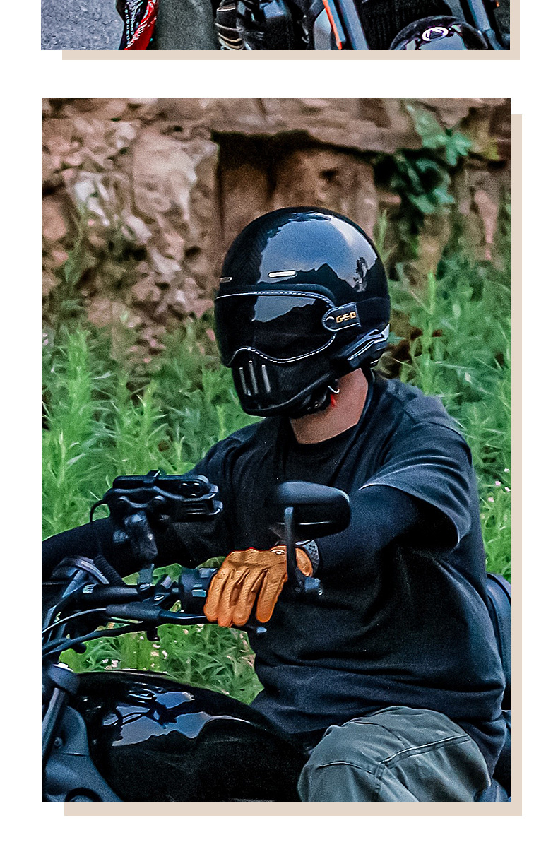Foreign Trade Export Fiberglass Retro Motorcycle Helmet Full-Face Electric Motorcycle Helmet for Men and Women, Summer and All-Season Safety Helmet 3C