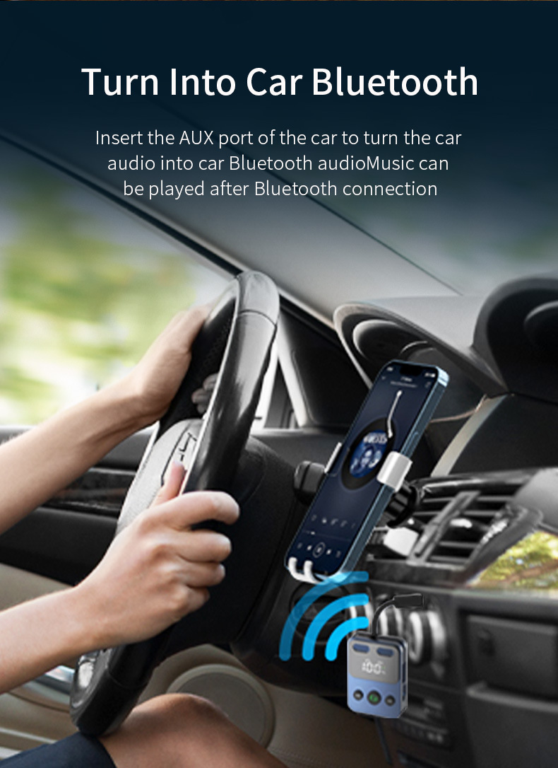 BR17 Bluetooth receiver transmitter with subwoofer one-to-two integrated storage cable audio two-in-one adapter