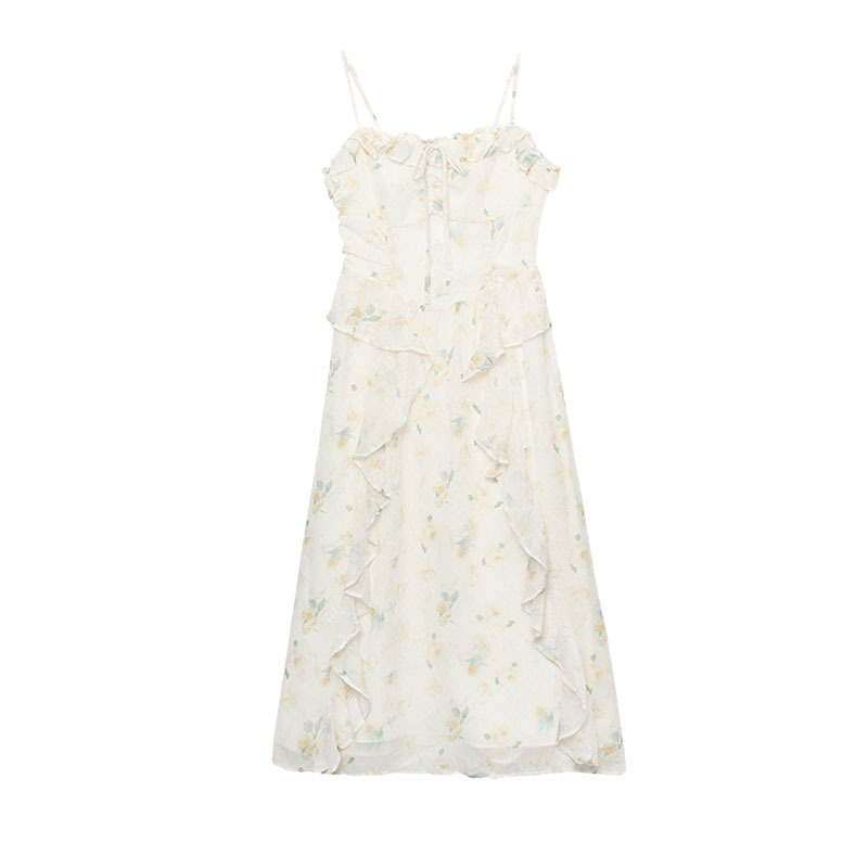 꽃무늬 서스펜더 스커트 원피스 (안감은 쉬폰 원단)