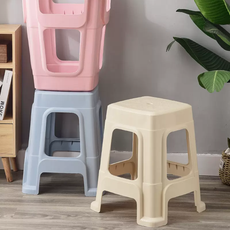 家用加厚塑料凳子大排档高凳客厅餐桌成人方凳板凳熟胶椅子批发