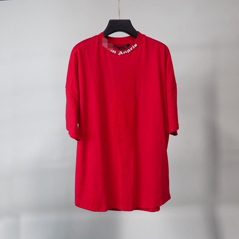 Versión correcta de la camiseta de punto transfronterizo de manga corta con estampado de letras grandes y espuma trasera suelta casual de palm High Street