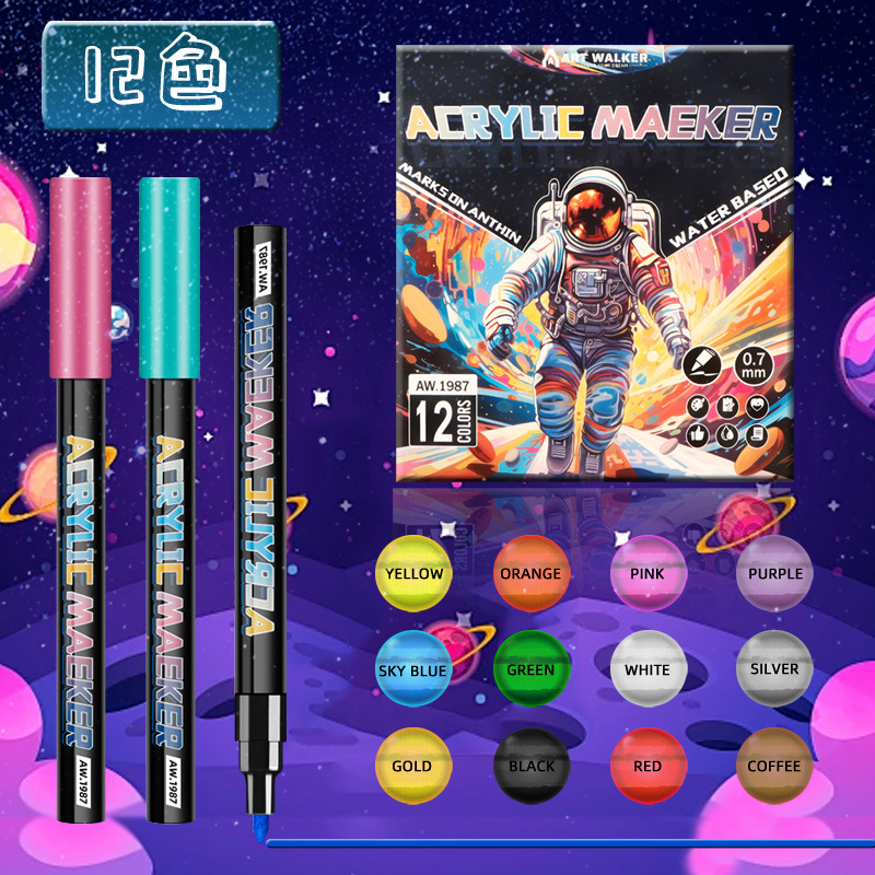 36 colores acrílico marcador conjunto de pintura graffiti serie astronauta acuarela pincel especial para estudiantes opaco