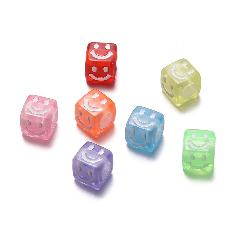 アクリル四角い笑顔ビーズ花ビーズdiy子供携帯電話チェーンビーズ材料アクセサリー|undefined