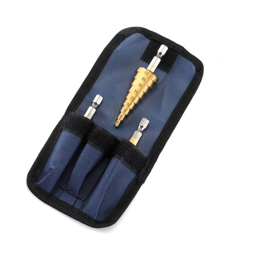 Cross-border hexagonal shank titanium-plated step drill bit 3-12/4-12/4-20mm small three-piece pagoda drill bit set