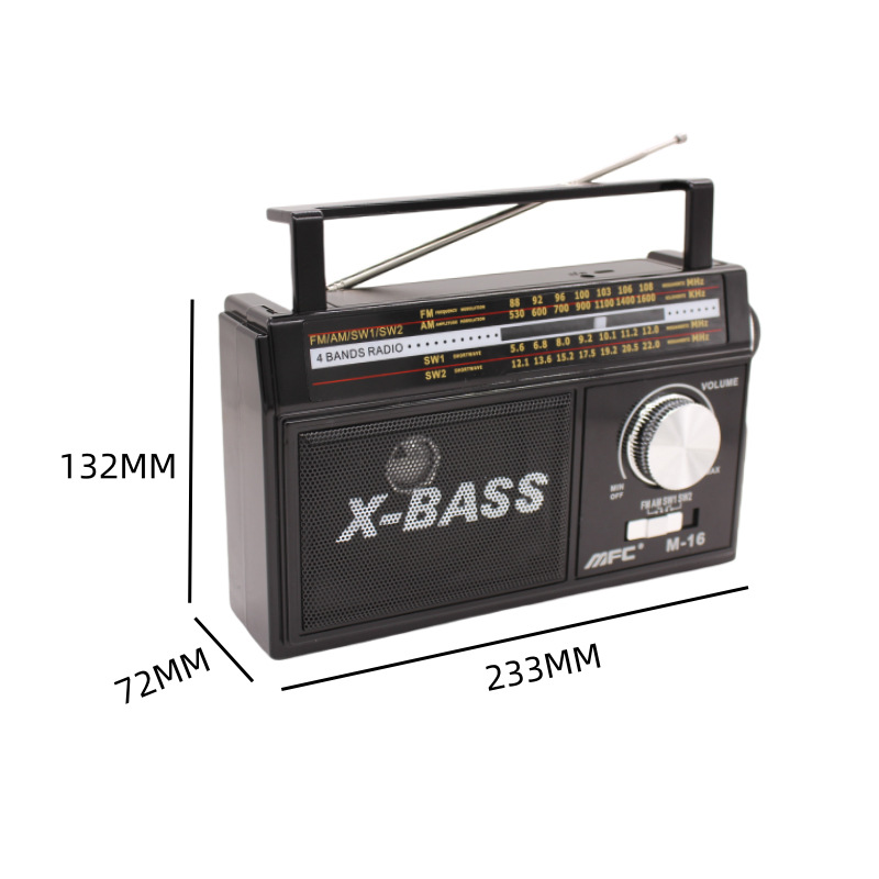 Nuevo transfronterizo de banda completa portátil gran radio de perilla de alto volumen para personas mayores recargables batería seca de alimentación