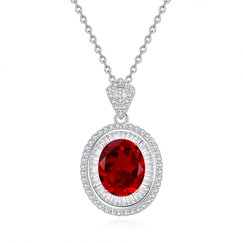 Nuevo collar ovalado de plata esterlina, collar colgante de piedra de cristal natural, nicho femenino, cadena de clavícula de todo fósforo de lujo ligero de alta gama