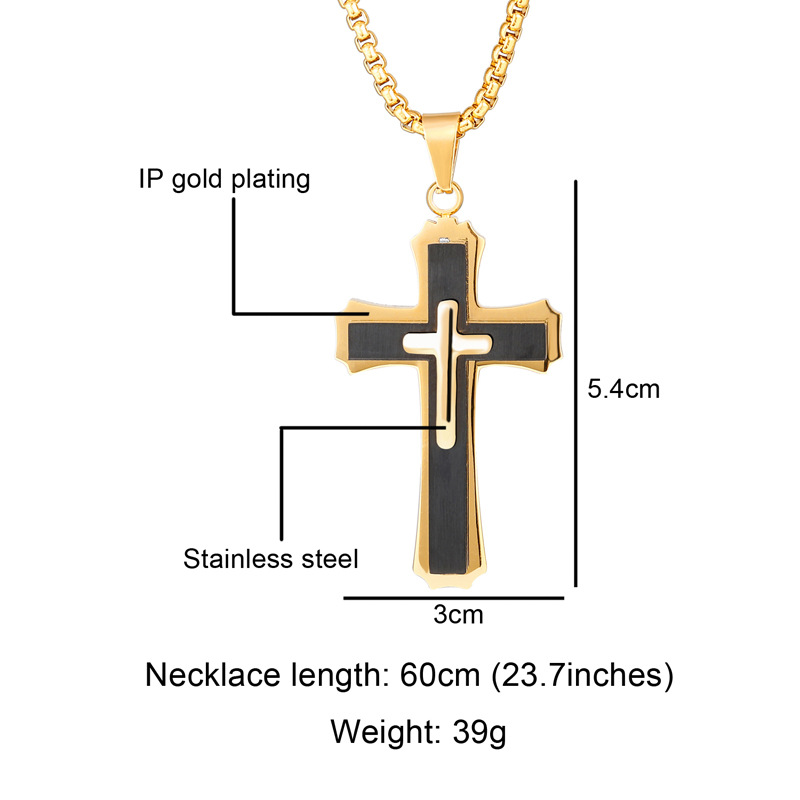 Pendant Jewelry Making Type 304 Stainless Steel Chain Material Hip-Hop Cross 304 Stainless Steel Plating Men'S