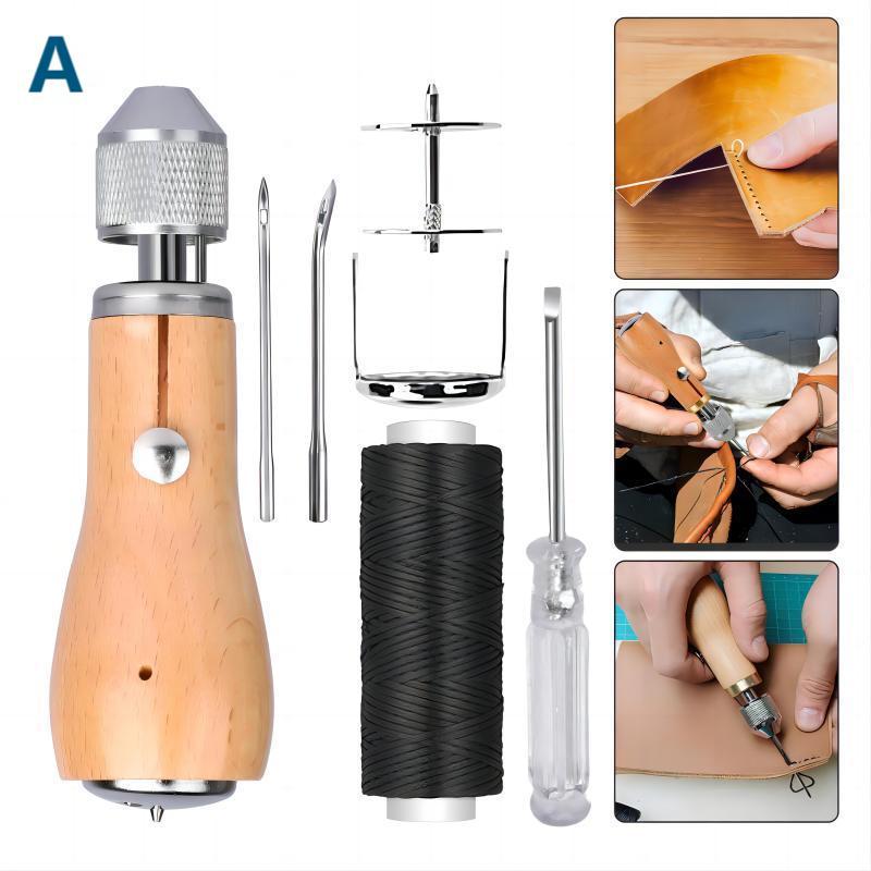 Nueva máquina de coser a mano de poder DIY artesanía de cuero curtido vegetal herramienta de costura punzón palo de corte de diamante máquina de coser a mano hilo