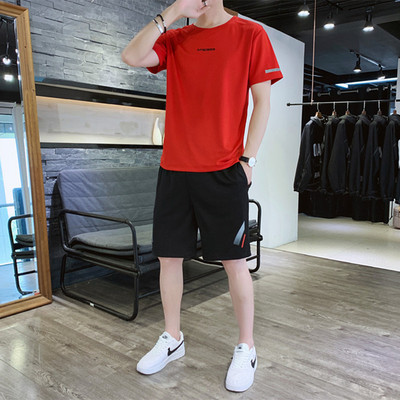 特價-夏季新款男式休閑短袖套裝 時尚潮流 親膚透氣男士運動套裝