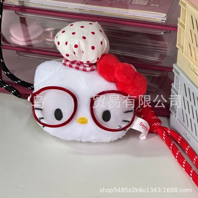 黑色草帽kitty帽宝宝挂件爱心扣公仔玩偶可爱赫本风挂饰钥匙扣|undefined