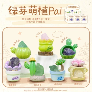 小红书热卖绿芽萌植水晶石盲盒创意潮玩手办摆件学生儿童桌面装饰