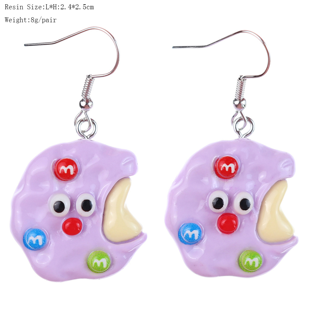 1 Pair Cartoon Style Cute Donuts Plastic Drop Earrings display picture 2