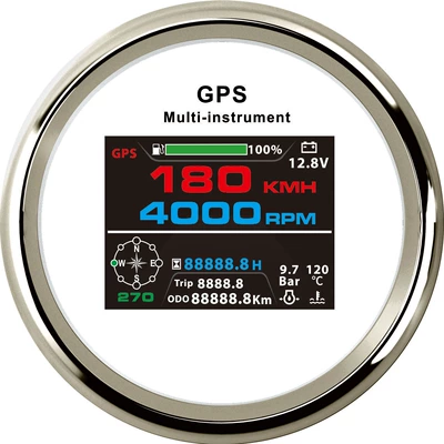85mm Rəngli Ekran 10-u 1-də Çoxfunksiyalı GPS Sürətölçən Taxometr Yağ Səviyyəsi Voltaj Su Temperaturu Yağ Təzyiqi