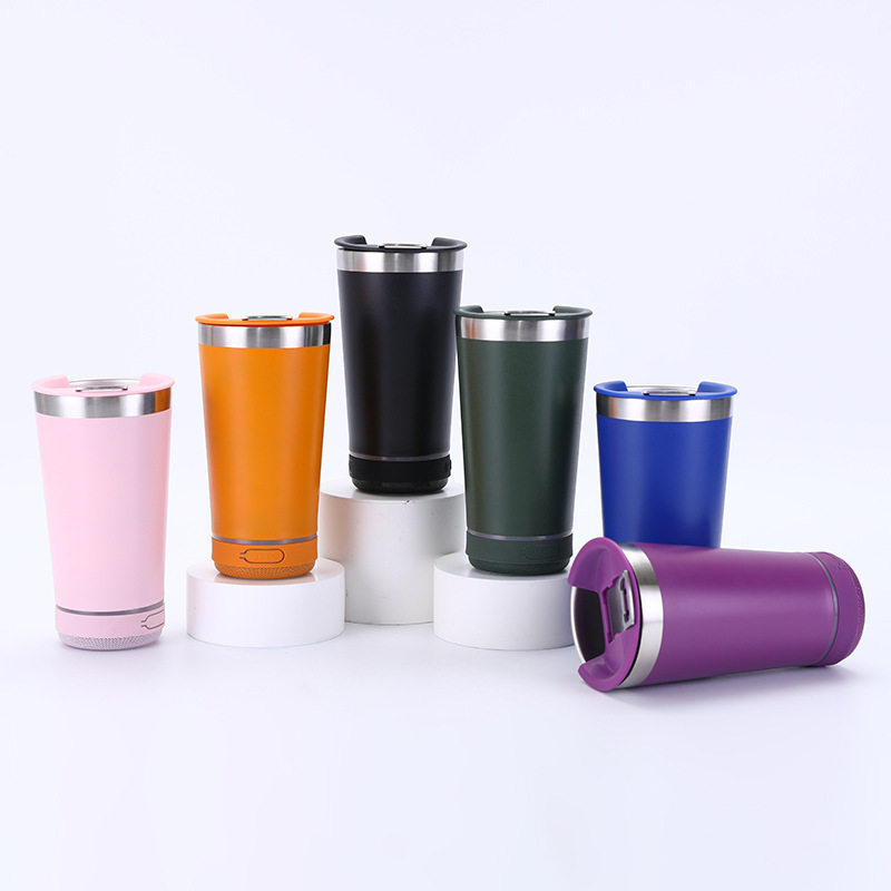 병따개가있는 국경 간 304 스테인레스 스틸 블루투스 오디오 컵 Ice Beer Cup 더블 레이어 진공 절연 컵 워터 컵