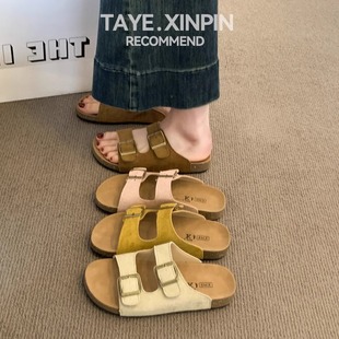 Birkenstock Slippers for Women's Summer Outer Wear 2025 New Half-Slip High-End Thick-Soled Sandals Beach Versatile Fashion Sandals