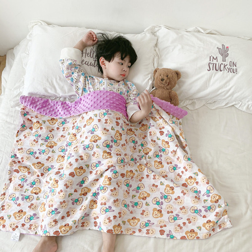  New Pure Cotton Bead Blanket Double Layer Thin Baby Children Soothing Bead Cover Blanket, Four Seasons Cover