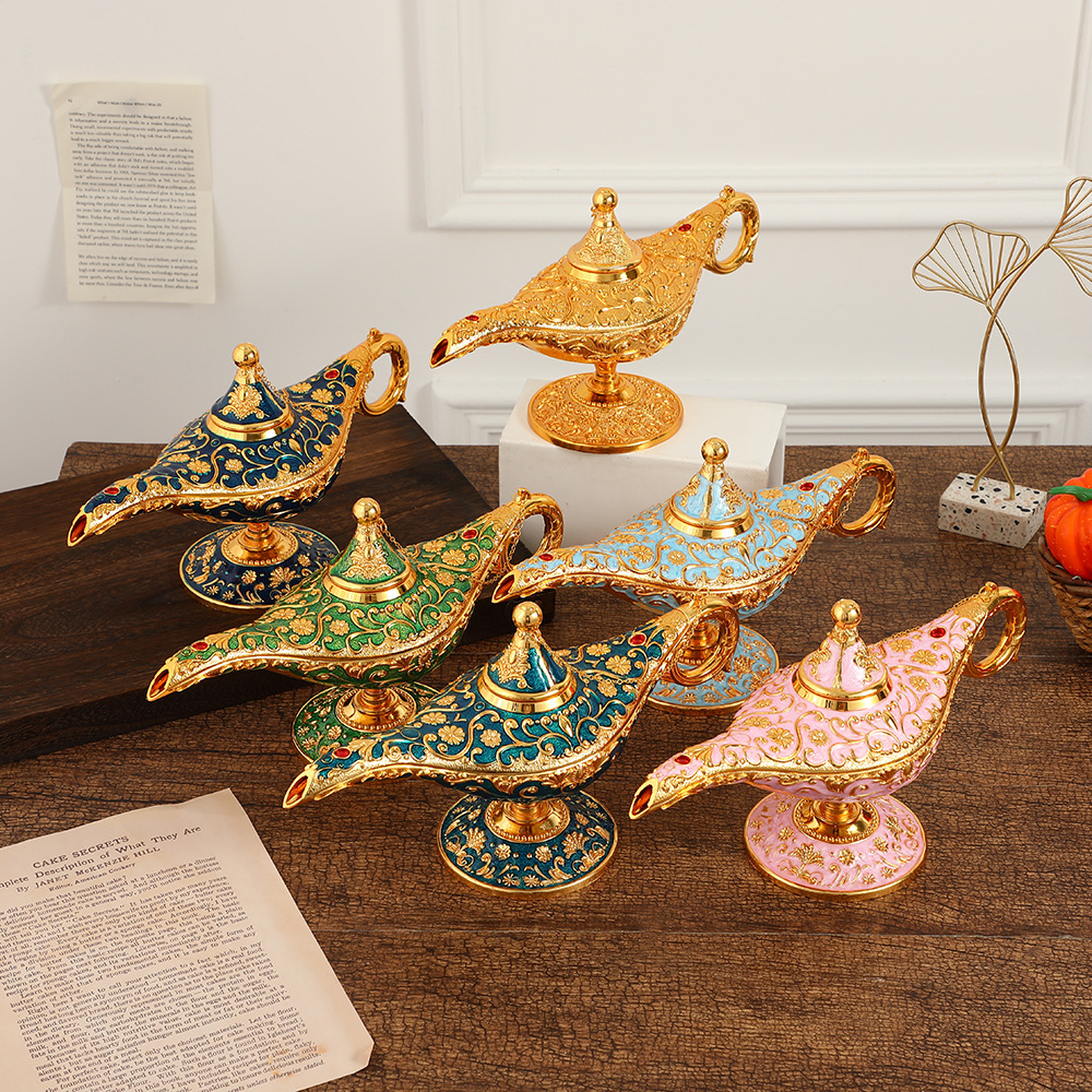 (2개) 유럽 ??알라딘 마법 램프 장식품 복고풍 절묘한 금속 공예 창의적인 가정 고전 궁전 스타일 장식