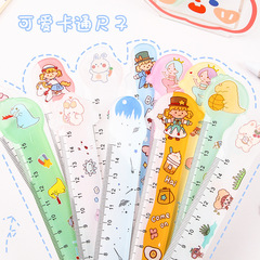Cute cartoon straight ruler creative acrylic stationery small gift girl scale ruler student 15cm graduation ruler wholesale