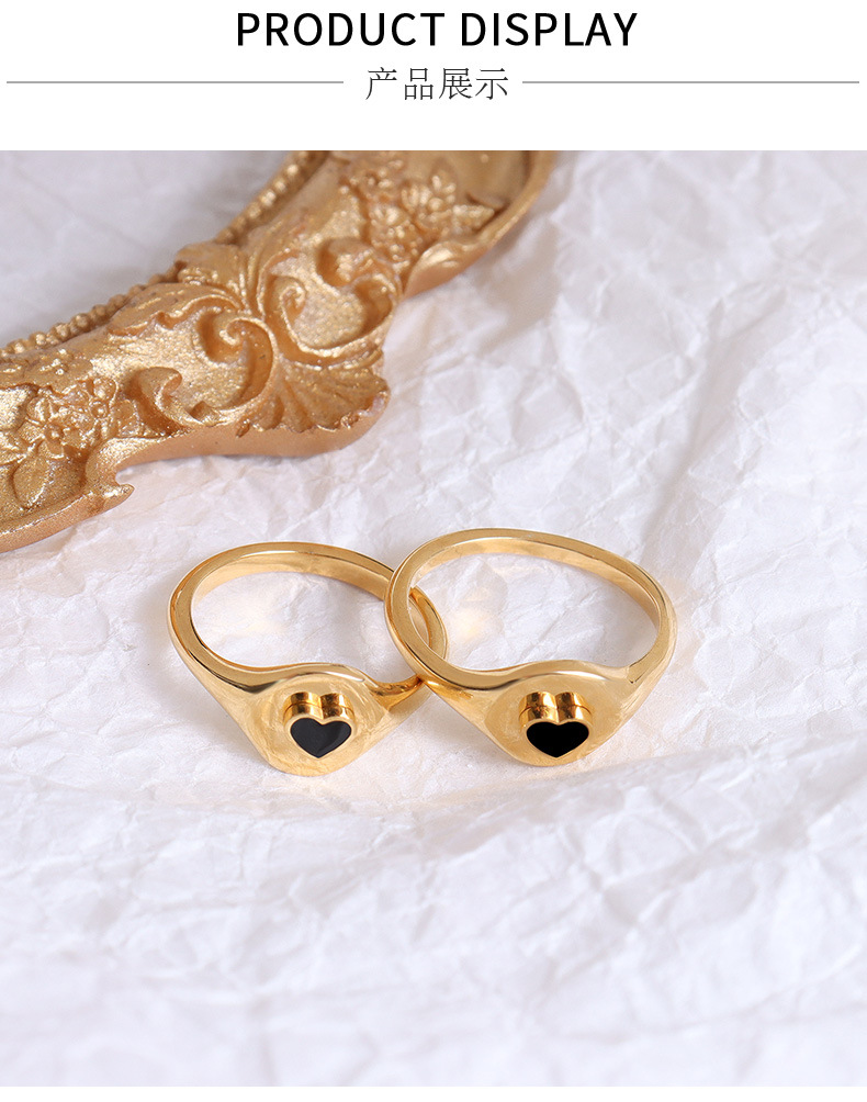 French choker niche light luxury drop nectarine heart design ring titanium steel ring