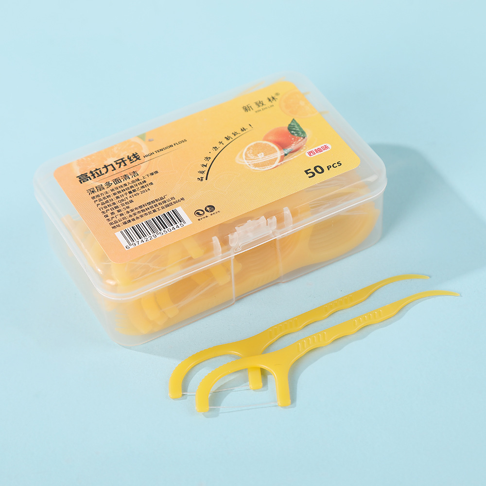 Hilo dental creativo con sabor a fruta, paquete familiar, empaque independiente, aliento fresco, artefacto de limpieza profunda, hilo dental de color portátil