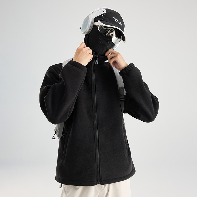 2910 invierno abrigo de grafeno abrigo de terciopelo pareja de cuello vertical empalmado chaqueta casual suelta