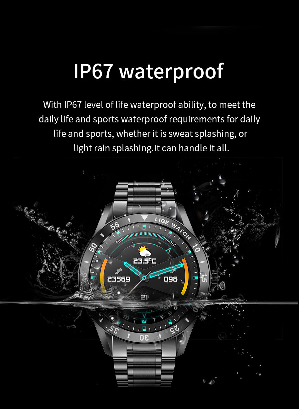 LIGE/Smart wasserdichte Uhr, automatische Herzfrequenz-Schlafüberwachung, multifunktionale Fernbedienung, Fotografie, große Reichweite_voghion.com