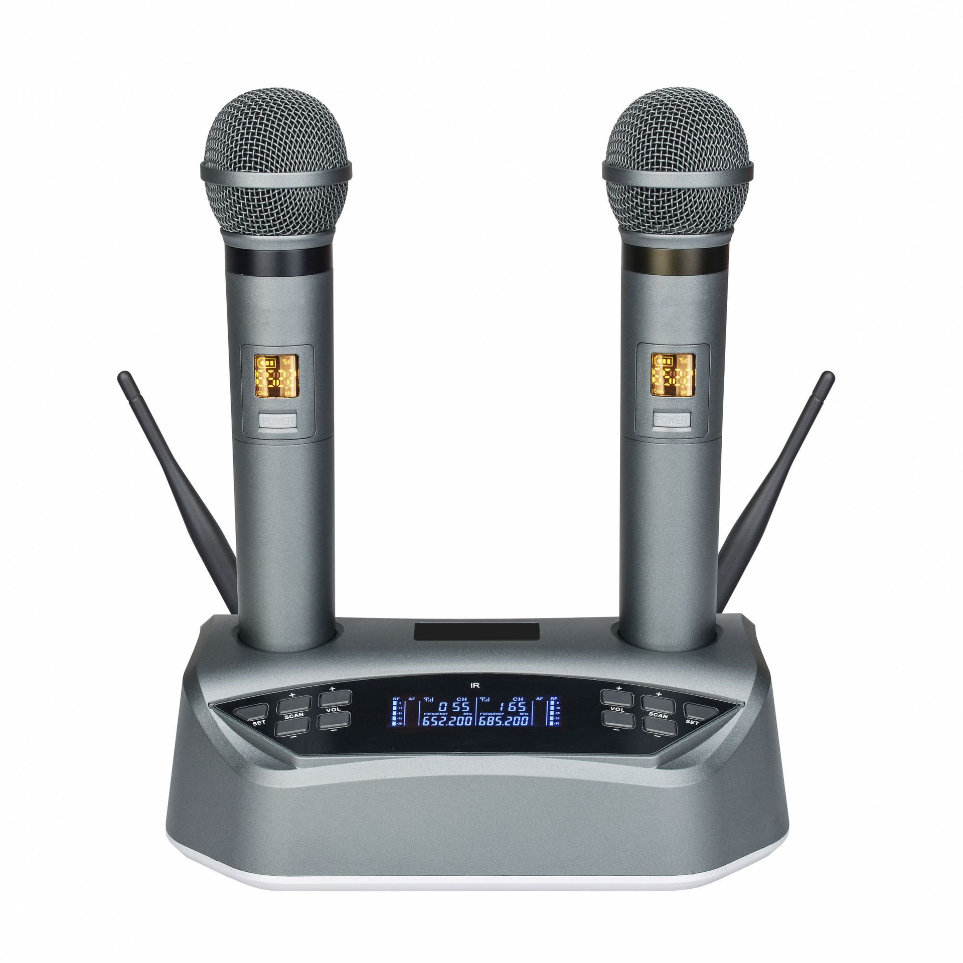 GS60N无线金属手持麦克风一拖二UHF红外对频话筒可调频可充电话筒