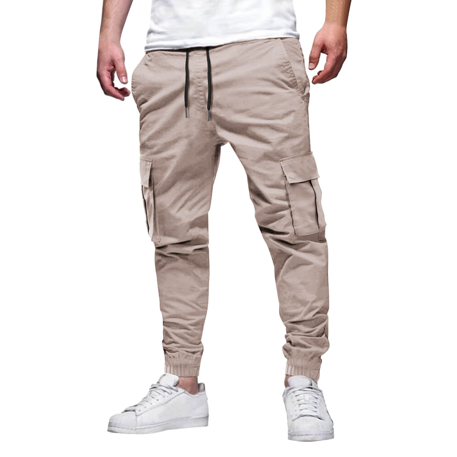 Pantalon décontracté multipoches à cordon de serrage pour homme, style japonais, collection automne-été._voghion.com