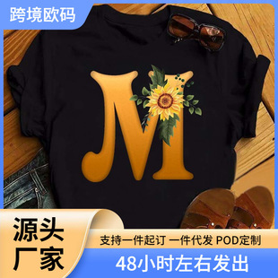 Maycaur Women's T Shirt Custom Name Letter CombinaRound neck