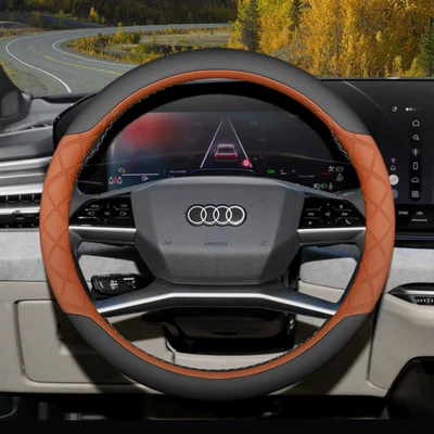 for Q4, Q5, Q6, and E-Tron — Steering wheel cover - round-black-orange-set-ultra-thin-style-default
