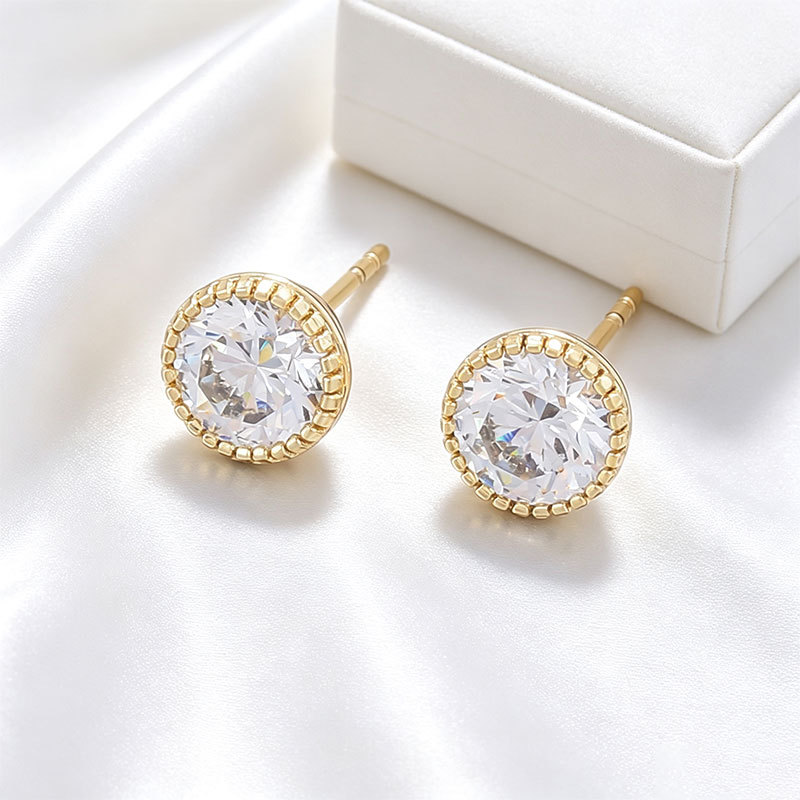 Aretes de Botón Geométricos de Aleación de Cobre, Galvanizado, para Mujer image 8