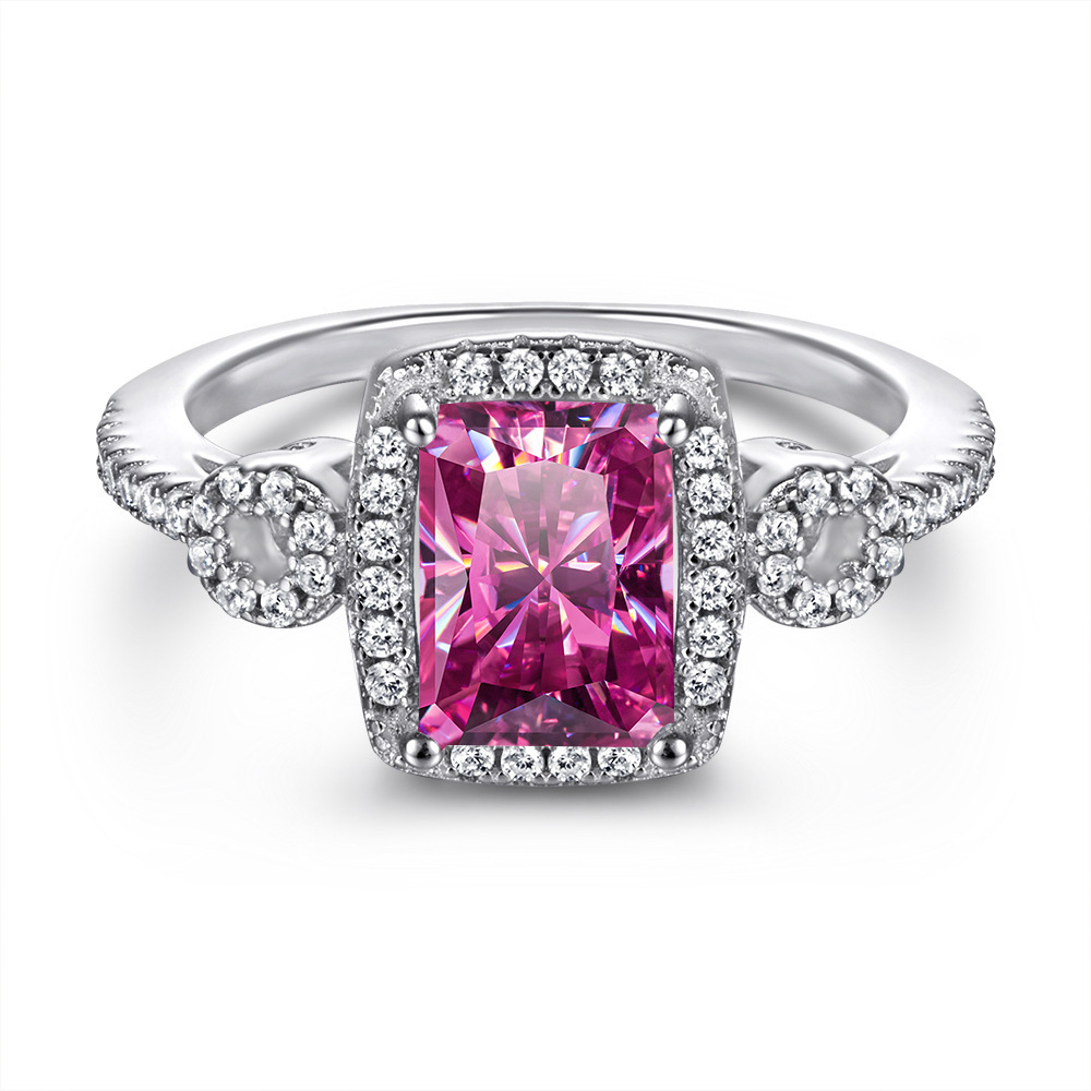 Anillo de plata de 2 quilates de piedra de moissan de mujer ligero de lujo anillo de mujer de comercio exterior transfronterizo caliente número 5 - 10 anillo de mujer