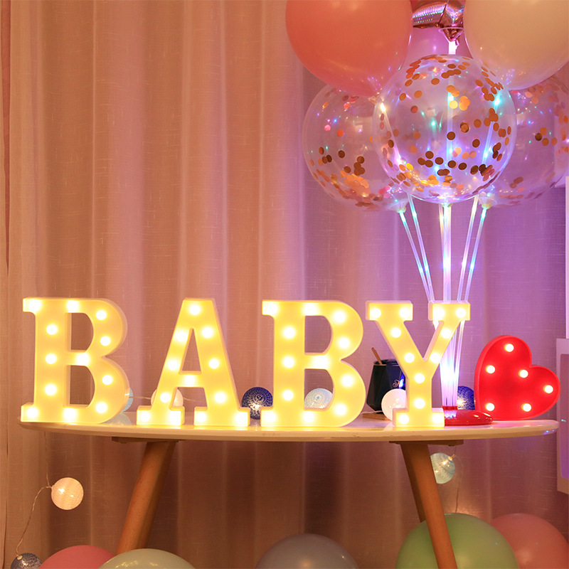 Lámpara de letras LED carta de cumpleaños carta de boda carta de propuesta de matrimonio inglés número diseño de escenas decorativas lámpara de modelado