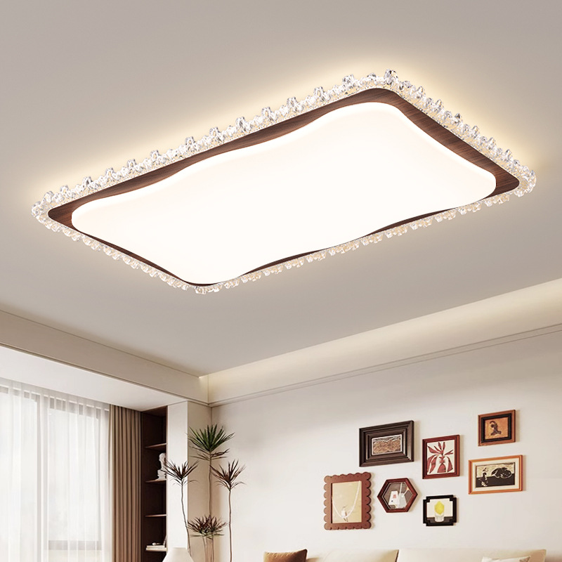 Luz de techo de la sala de estar francesa de lujo moderno y simple color nuez creativo de protección de ojos de cristal sala de luz principal 472L