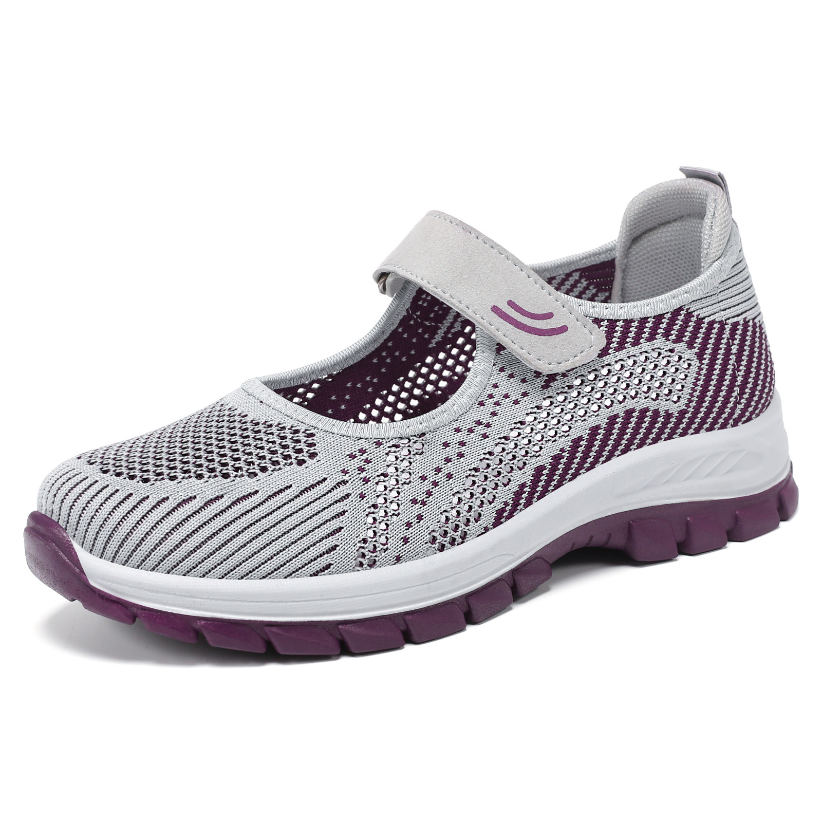 Zapatos de verano para mujer nuevo estilo venta al por mayor transfronteriza de madres de mediana edad y ancianas zapatos ligeros de suela blanda zapatos de red de velcro para mujer