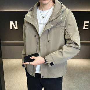 2025 Men's Charge Clothes Spring and Autumn New Crock Hooded Long-sleeved Jacket All-match Slim-fit Jacket Top