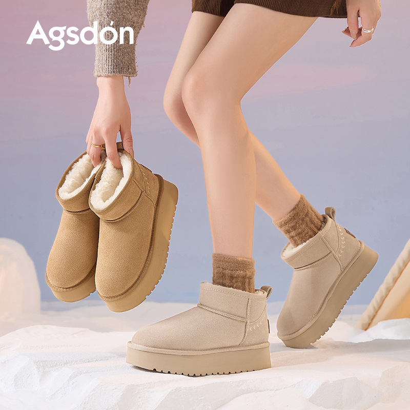 Botas de nieve de fondo grueso para mujeres 2025 nuevo otoño y invierno más terciopelo grueso botas de algodón casuales