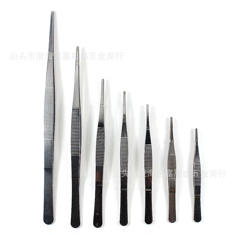 加长大号镊子不锈钢敷料长镊子 带齿加厚长夹子 水箱鱼缸水草镊子