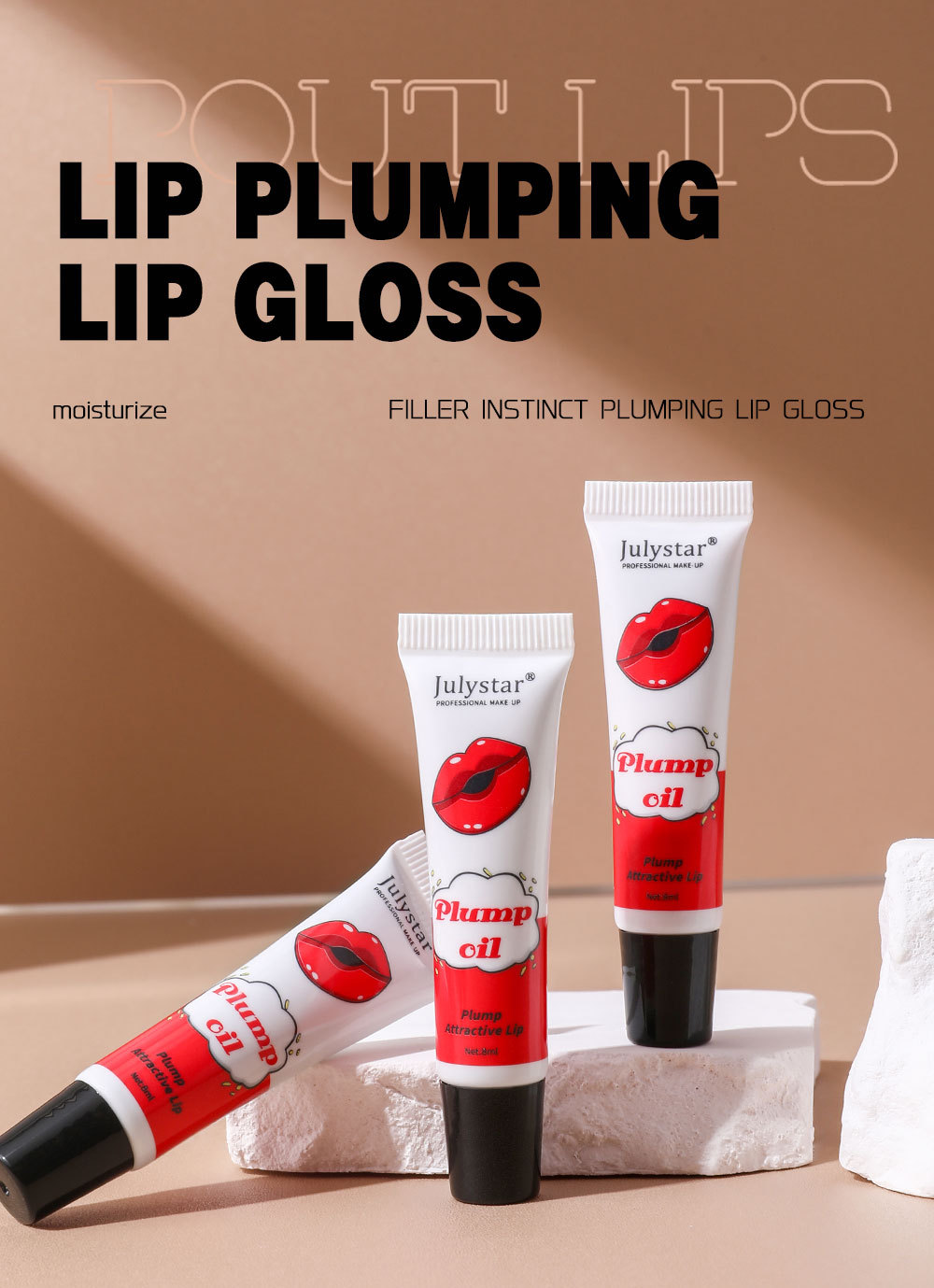 Julystar Lip Makeup, Hydrating Lip Oil, Mirror Moisturizing, Chubby Lips, Long-lasting Waterproof Lip Gloss, wholesale for export Specification drawing