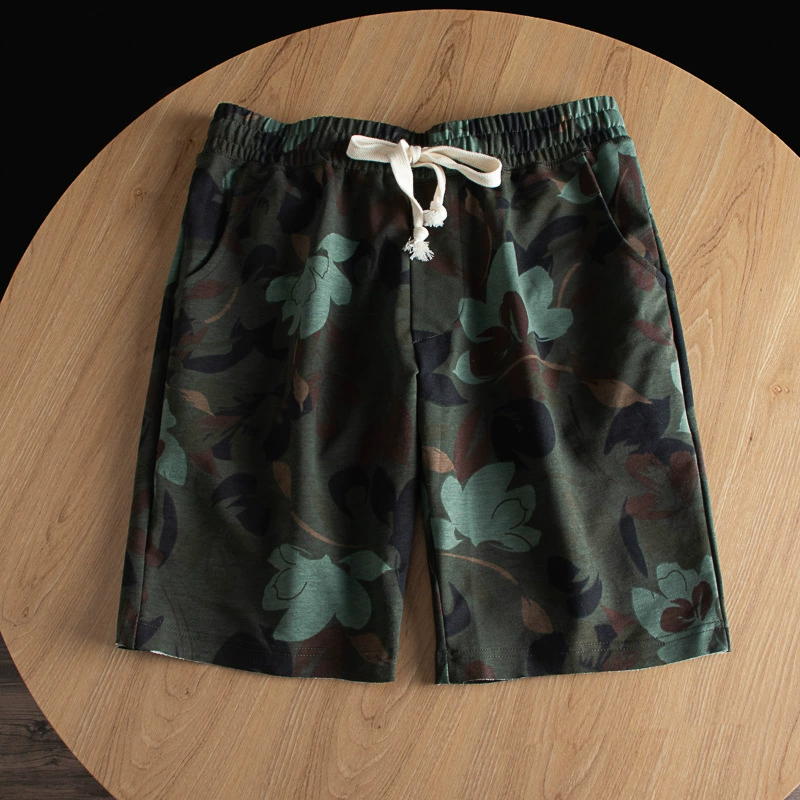 Маленькие махровые внешние фабричные хвосты Mao, одинарные мужские универсальные повседневные спортивные повседневные шорты с цветочным принтом, пятые штаны, модные повседневные брюки